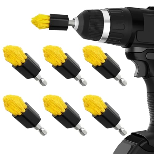 Holikme 6pcs Drill Brush Multi-Purpose & Grout Head,Crevice Cleaning Brush | 3/4”W Drill Brush Attachment Set, Corner Brush, Detailing Brushes for Home/Kitchen/Bathroom/Grout/Tile/Shower/Tub