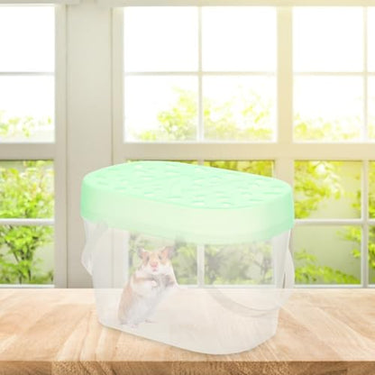 BESTonZON 2Pcs Plastic Outdoor Pet Carriers for Small Animals, Medium Green Hamster Cages and Turtle Boxes with Handles for Travel and Reptile Transport