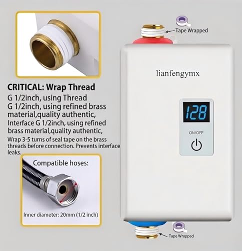Electric Tankless Water Heater 3000W 110V, On Demand Instant Hot Water with LED Display, Under Sink Point of Use for Kitchen Bathroom, Wall Mounted, Stainless Steel - color: White