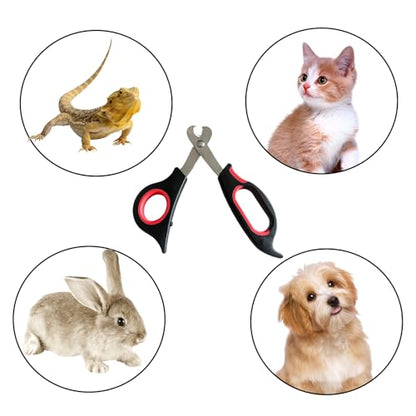 2-Pack Professional Reptile Nail Clippers&Stainless Steel Reptile Feeding Tongs Suitable for Small Animals Such as Cats, Birds, Hamsters, Rabbits, Hedgehogs, Ferrets, Chinchillas, Guinea Pigs，Etc