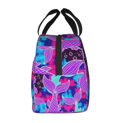 Men Mermaid Tail Print Insulated Lunch Box Thermal | Mermaid Tail Purple, Oxford Leakproof Cooler Bag, Adjustable Shoulder Strap for Camping & Office - color: Pattern (847)