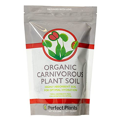 Perfect Plants Carnivorous Plant Soil, 1 qt, Venus Fly Trap Potting Mix | Organic sphagnum peat moss and perlite blend for flytraps, sundews, pitcher varieties and Nepenthes, holds ideal acidity - size: 1 qt.