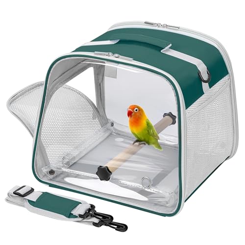 Small Bird Carrier, Large Window Travel Cage with Stand and Easy Clean Tray for Parrot Parakeet Cockatiels, Lightweight and Portable, Green - color: Green