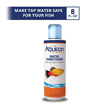 Aqueon Aquarium Water Conditioner Bottle, 8 Ounces | Water conditioner for aquarium tank, neutralizes chlorine and chloramines in tap water; dosage cap included - size: 8-Ounce