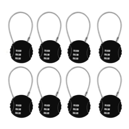 Litoexpe 8 Pcs Combination Cable Lock Black | 3-Digit Code, Steel Cable, for Backpack, Suitcase, and Luggage - color: Black-8Pcs