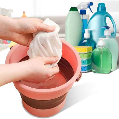 Collapsible Bucket 1.3 Gallon/5L Small Plastic ousehold Cleaning Mop Buckets Foldable Water Bucket for Car Wash Fishing Camping Beach (Pink) - color: Pink
