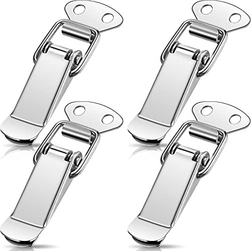 Hotop 4Pcs Latch Spring Loaded Toggle Latch Stainless Steel Catch Hasp Clamp Clip Lock for Tool Box Cabinet, Wooden Case, Jewelry Box, Chest