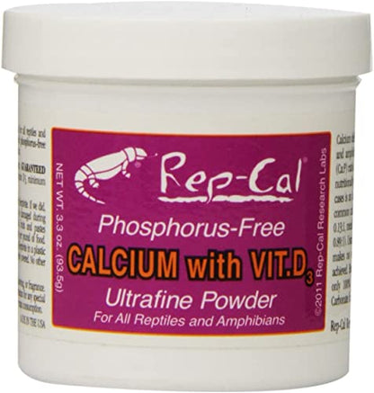 Rep Cal Calcium Vitamin D3 Ultrafine Powder Reptiles Amphibians 3.3-Oz - 3 Pack