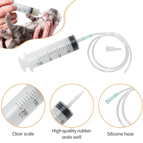 Hoypeyfiy 200ml Large Syringe ,Plastic Syringe with 40 Inches Plastic Tubing for Scientific Labs,Liquid,Plant Irrigation,Perfumes,Inks,Feeding Pets