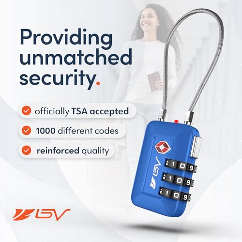 TSA Accepted Luggage Travel Lock, Set-Your-Own Combination Lock for School Gym Locker, Luggage Suitcase Baggage Locks, Filing Cabinets, Toolbox, Case (Blue, 2 Pack) - color: Blue 2-Pack