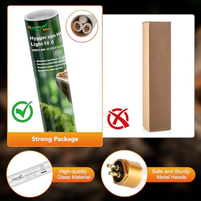 UVB Light for Reptiles Bearded Dragon, 2 Pack T5 UVB Reptile Light UVB Bulb 10.0 8W UVA UVB Reptile Light Bulb Terrarium Light Lamp Tube for Turtle Chameleon Leopard Gecko Snake Tank, 12 Inch - size: T5-12 Inch(2 Pack)