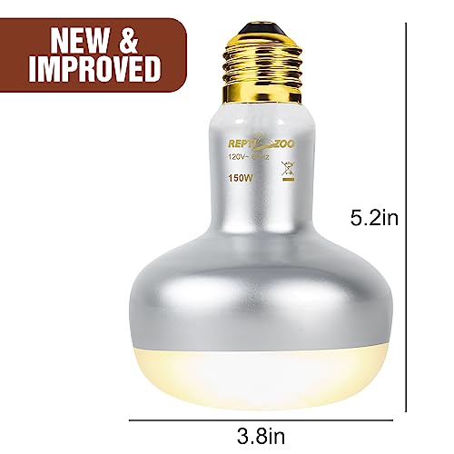 REPTI ZOO 2 Pack Heat Lamp 150W, Intense Basking Spot Simulated Natural Sunlight Heating Lamp Bulb, Heat Emitter UVA Heat Lamp Bulb for Reptile Chickens Pet Brooder - style: Natural Basking Light Bulb 150W