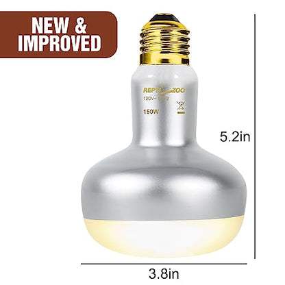 REPTI ZOO 2 Pack Heat Lamp 150W, Intense Basking Spot Simulated Natural Sunlight Heating Lamp Bulb, Heat Emitter UVA Heat Lamp Bulb for Reptile Chickens Pet Brooder - style: Natural Basking Light Bulb 150W