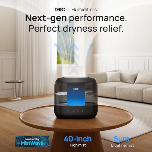 DREO 4L Humidifiers for Bedroom, 36H Runtime, 28 dB Quiet, HM311, Black | Easy to Refill & Clean, BPA-Free, Nightlight, Supersized Air Humidifiers for Large Room, Baby Nurseries, Plants, Indoor | Easy to Refill & Clean, BPA-Free, Nightlight, Supersized Ai