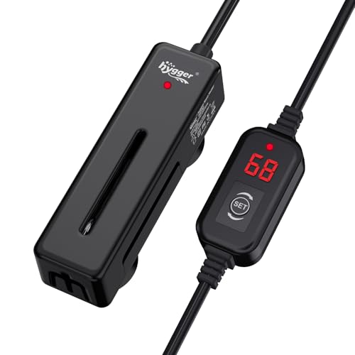 hygger Mini Fish Tank Submersible Heater 75W for 10-15 Gallons Small Betta Aquarium Heater with Digital Display Controller Adjustable Temperature - size: 75 Watt