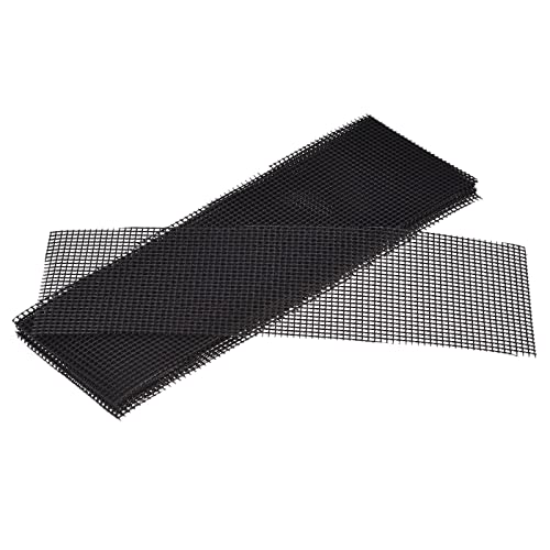 MECCANIXITY 5 Pcs Flower Pot Hole Mesh Pad 11.8x3.9" Invisible Rigid Plastic Bottom Grid Drainage Screens Prevent Soil Loss for Plant Containers, Bonsai (Black) - size: 30cmx10cm