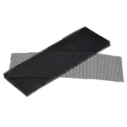 MECCANIXITY 5 Pcs Flower Pot Hole Mesh Pad 11.8x3.9" Invisible Rigid Plastic Bottom Grid Drainage Screens Prevent Soil Loss for Plant Containers, Bonsai (Black) - size: 30cmx10cm