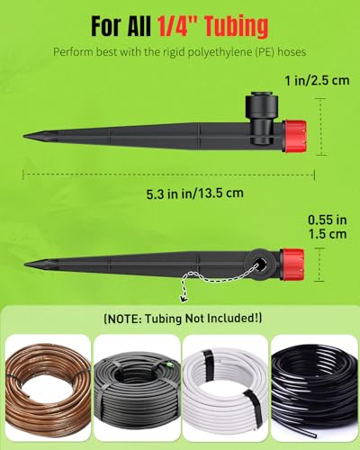Pawfly 30 Pcs Push-to-Fit Drip Irrigation Emitters with Adjustable Water Flow Irrigation Drippers Drip Emitters Sprinklers with Stake & 8 Holes Drip Irrigation System Parts for 1/4 Inch Tubing - size: 30 PCS Drip Irrigation Vortex Emitters