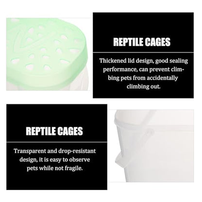 Homoyoyo 2Pcs Portable Small Pet Cages and Turtle Containers Plastic Reptile Boxes with Handle Medium Green for Travel and Outdoor Use