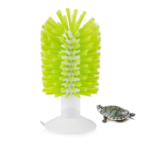 Turtle Brush with Suction Cup Turtle Shell Cleaning Brush Turtle Scrub Scratcher Turtle Exfoliate Brush Pet Bristle Cleaner Toy Tank Accessories Tool Supplies for Cleaning Glassware Bottles Dirt Mud