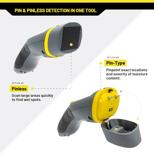 General Tools MM9 Pin & Pinless Moisture Meter – Dual Moisture Detector for Wood, Drywall & Building Materials – Digital Display, Scan & Pin Modes, Data Hold | Gift for Dad, Father’s Day Gift Idea - size: Pin & Pinless