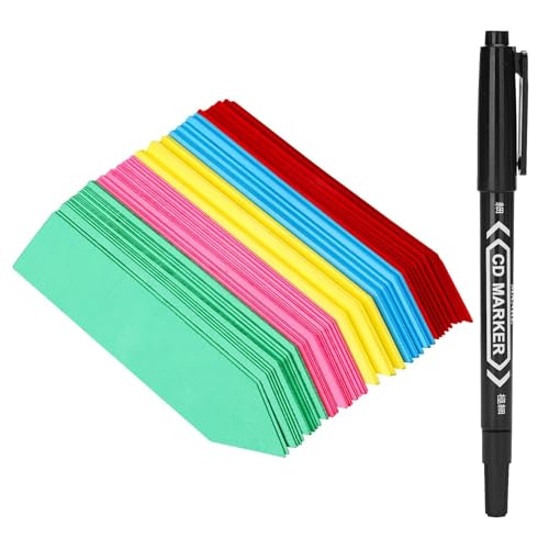 KINGLAKE Plant Labels,Plastic Plant Labels 4 Inch,Plant Tags,100 Pcs Nursery Garden Labels Plant Markers for Outdoor Garden Waterproof,Plants Name Tags Stake Tags Multicolored with Marking Pen - color: Multicolored