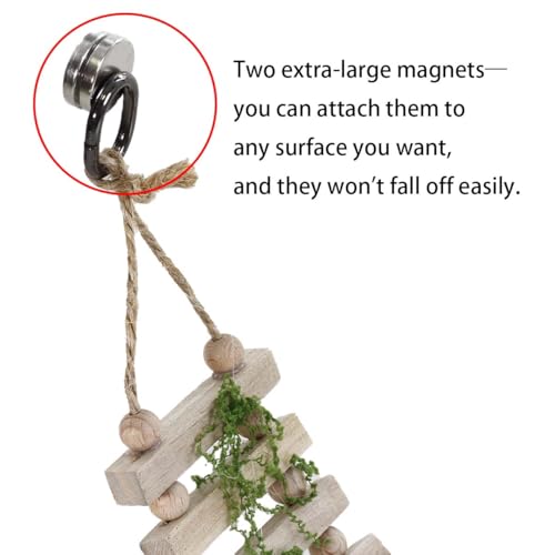 Jumping Spider Enclosure Accessories Magnetic Jumping Spider Rope Bridge with Artificial Moss Handmade Rectangular Solid Wood Suspension Bridge (Natural Wood Color)