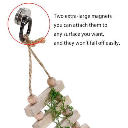 Jumping Spider Enclosure Accessories Magnetic Jumping Spider Rope Bridge with Artificial Moss Handmade Rectangular Solid Wood Suspension Bridge (Natural Wood Color)