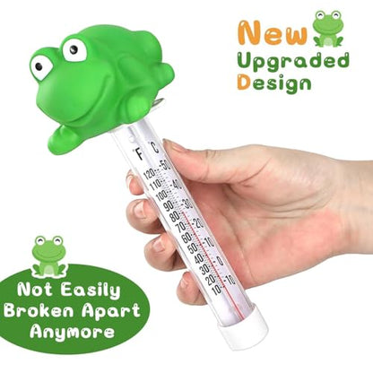 Floating Pool Thermometer, Large Display with String Easy to Read, Shatter Resistant, Water Temperature Thermometer for Outdoor & Indoor Swimming Pools, Spas, Hot Tubs,Ice Bath & Aquariums (Frog) - color: Green