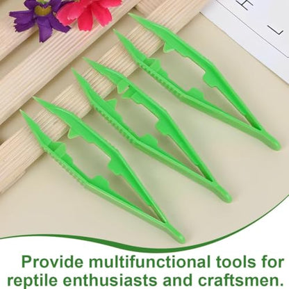 4 Pcs Plastic Tweezers for Feeding Reptiles,10cm Plastic Feeding Reptile Tongs Feeding Tweezers Reptile for Snakes Lizard Tortoise Gecko Kids Tweezers for Beads Children Handmade DIY Crafts
