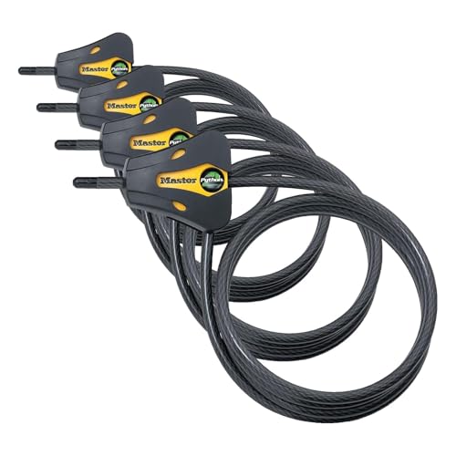 Master Lock 8419DPF Python Cable Lock with Key | (Pack of 4) - size: 6' x 5/16" diameter (Pack of 4)