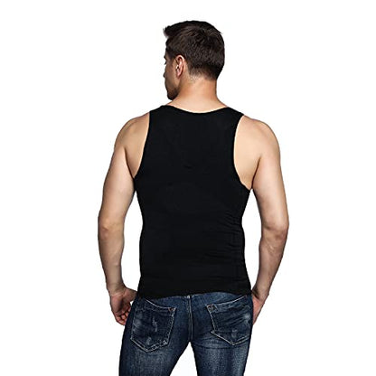 Odoland Men Compression Shirt 3 Pack Body Shaper Vest Tank Top | Nylon & Spandex, Moisture-wicking Tummy Shaper for Gym, Running, Daily, Breathable, Stretchy - color: Black/Black/Black, size: Medium