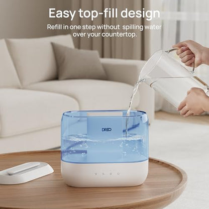 DREO 4L Humidifiers for Bedroom, 36H Runtime, 28 dB Quiet, HM311, Blue | Easy to Refill & Clean, BPA-Free, Nightlight, Supersized Air Humidifiers for Large Room, Baby Nurseries, Plants, Indoor | Easy to Refill & Clean, BPA-Free, Nightlight, Supersized Air