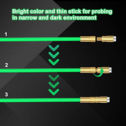 21 Feet Fiberglass Fish Tape Cable Rods, Electrical Wire Running Pull/Push Kit with Hook and Hole Kit Glow Rod, Hook Hole, Green - size: 21FT