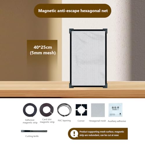 Fish Tank Lid Cover Replacement – DIY Magnetic Aquarium Net Cover (30x20cm) – Mesh Screen Netting for Reptile & Jumping Fish Prevention – Secure Fit for Aquarium, Terrarium(40 x 25cm) - size: 40 x 25cm