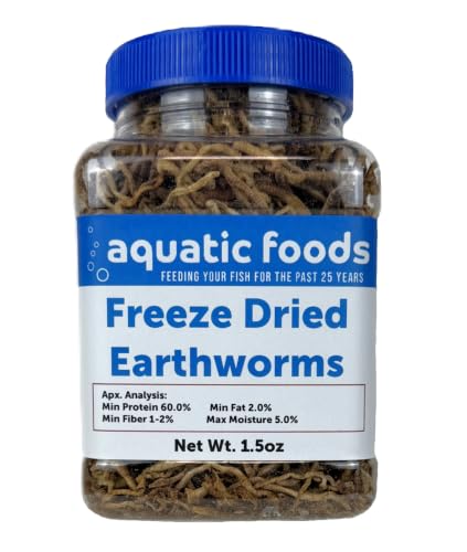 Earthworms, Freeze Dried Floating Earthworms for Large Fish… 1.5oz Sm Jar | Freeze Dried Floating Earthworms high in protein, great for Large Fish, Koi, Pond Fish, Turtles, Reptiles, Hamsters, Rodents - size: 1.5 Ounce (Pack of 1)