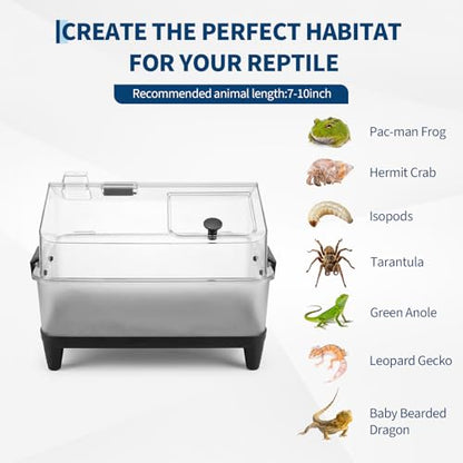 7pcs Reptiles Terrarium Kit with Lid, Heating Pad, Sand Substrate, Hide for Hermit Crab, Bearded Dragon