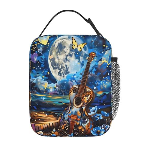 Moon Guitar Art Adult Insulated Lunch Bag, Portable Thermal Cooler Tote With Pockets, Durable Polyester Lunch Box With Handle For Work, Office, Travel - color: Style 5