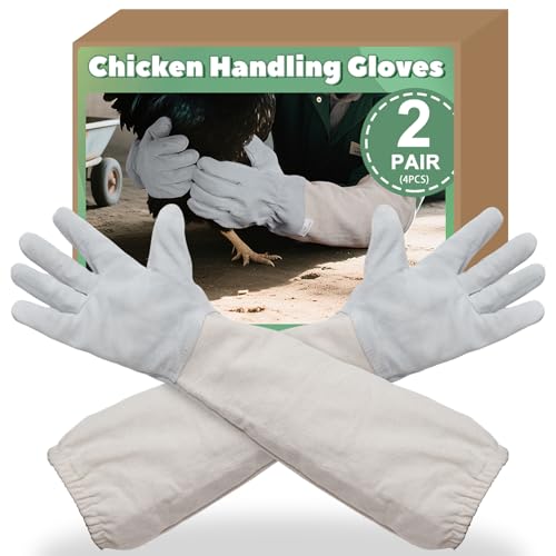 2 Pack Chicken Handling Gloves,Extra Long Scratch Proof Gloves for Chicken Handling,Puncture Resistant Glove for Prevent Chickens Scratch,Bite Proof Glove for Chickens,Bird,Cat