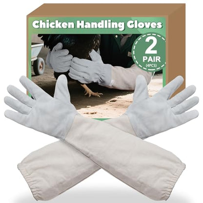 2 Pack Chicken Handling Gloves,Extra Long Scratch Proof Gloves for Chicken Handling,Puncture Resistant Glove for Prevent Chickens Scratch,Bite Proof Glove for Chickens,Bird,Cat