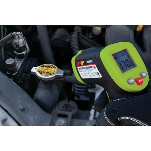 Performance Tool W89721 Digital Infrared Thermometer, 1022 Degrees F | Non-contact automotive and industrial temperature gun. 12:1 spot ratio. -58 to 1022 F range. Digital display with backlight