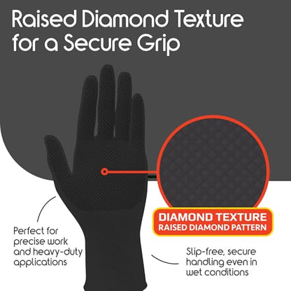 Inspire 6 or 8 Mil HEAVY DUTY Stretch Nitrile Black Gloves Disposable Latex Free - color: Black 8 Mil, size: Small