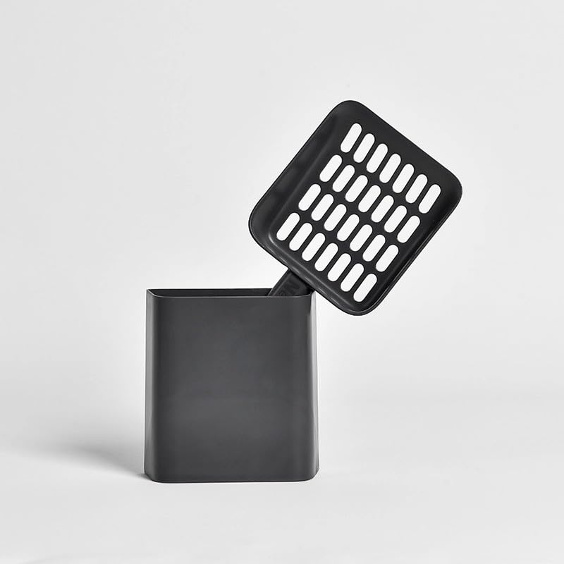 Cat Pooper Scooper, 2 in 1 Cat Litter Scoop with Holder Stand Cat Stuff Cat Scooper for Litter Box Cat Accessories Cat Supplies Kitty Litter Scoop Heavy Duty and Easy Clean Scoop Away Cat Litter - color: L-Black