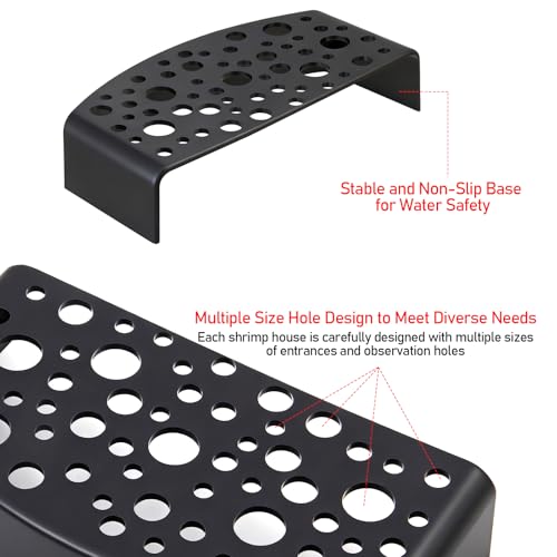 Shrimp Hides 2 Pack Aquarium Cave Breeding Shelter for Cherry Shrimp | 2 Pack Black Shrimp Cave Hides Multi-Hole Secure Non Toxic Resin Breeding Viewing Shelter for Dwarf Fish