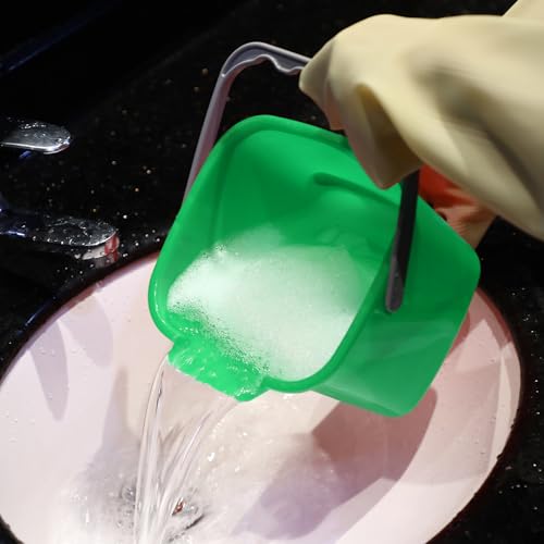 LemonRoad 3 Pcs Cleaning Bucket Small Sanitizing Square Bucket Multi-Size 3+6+8 Quart Detergent Pail for Home Commercial Restaurant Kitchen Office School Wash Rinse Sanitize Handwash(Red,Green,Blue) - color: Red,green,blue