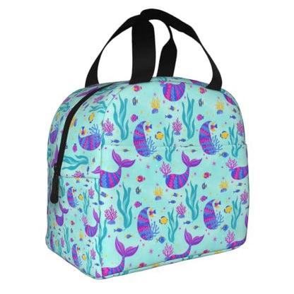 Adult Mermaid Glitter Print Insulated Cooler Tote Bag | Mermaid Glitter Art, Water-Resistant Foam Thermal Bag, Multi-Pocket Organizer for Work & Travel - color: Pattern (867)