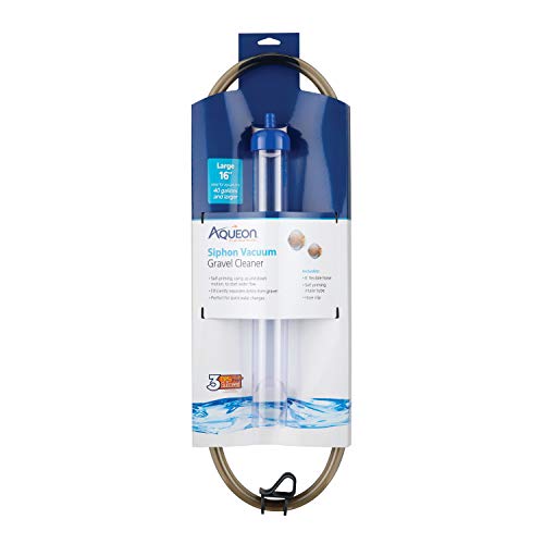 Aqueon Aquarium Siphon Vacuum Gravel Cleaner Large - 16 Inches | Gravel vacuum for aquarium, self priming intake tube, 6 foot hose with bucket clip, for aquariums 40 gallons and larger