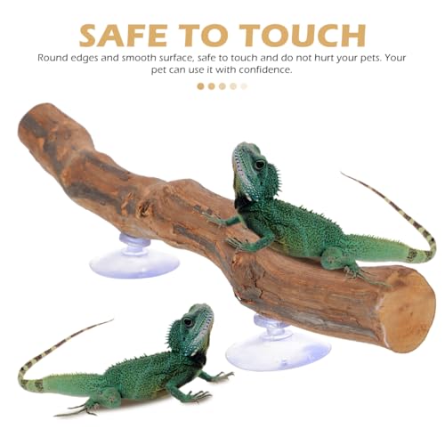 POPETPOP Wood Display Stand Reptile Accessory Grapewood Stand for Bearded Dragon Lizard Terrarium Wooden Climbing Toy with Smooth Round Edges 11.81 X 1.18 X 1.18 in