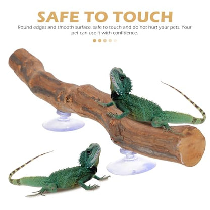POPETPOP Wood Display Stand Reptile Accessory Grapewood Stand for Bearded Dragon Lizard Terrarium Wooden Climbing Toy with Smooth Round Edges 11.81 X 1.18 X 1.18 in