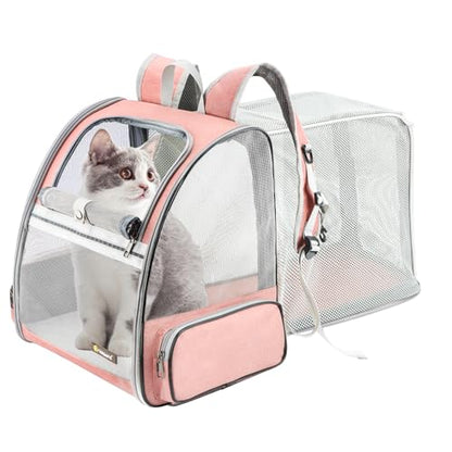 Texsens Innovative Traveler Bubble Backpack Pet Carriers for Cats and Dogs (Expandable-Pink) - color: Expandable-Pink